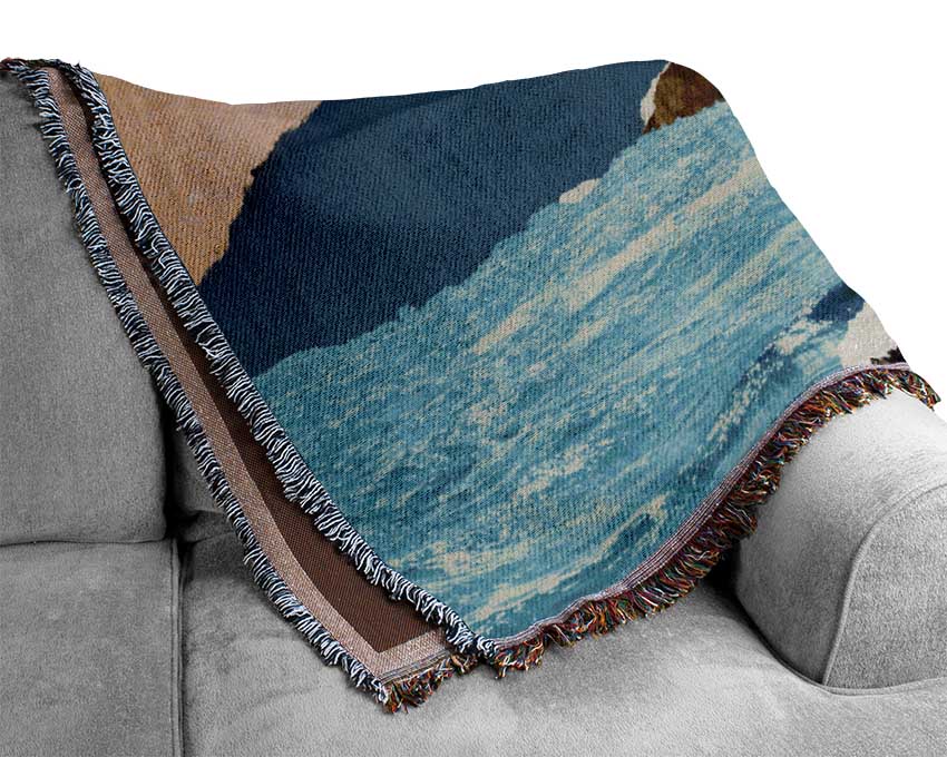 Cut Out Mountain Ocean Woven Blanket