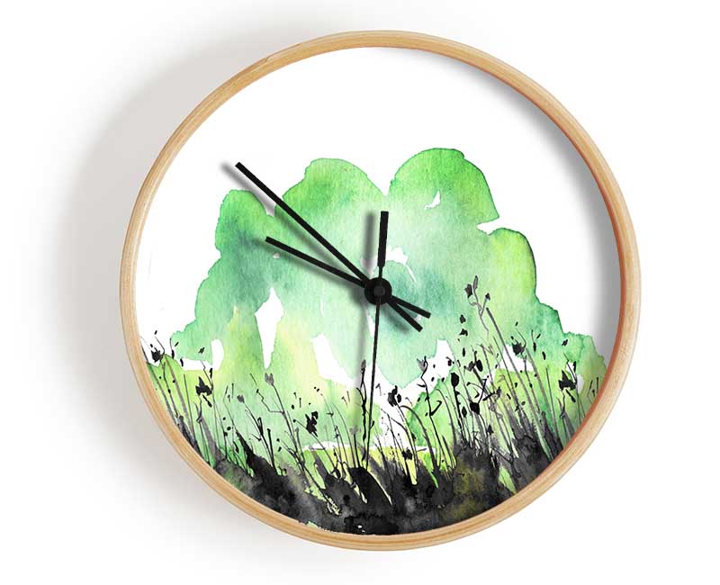 In The Grass Greenery Clock - Wallart-Direct UK