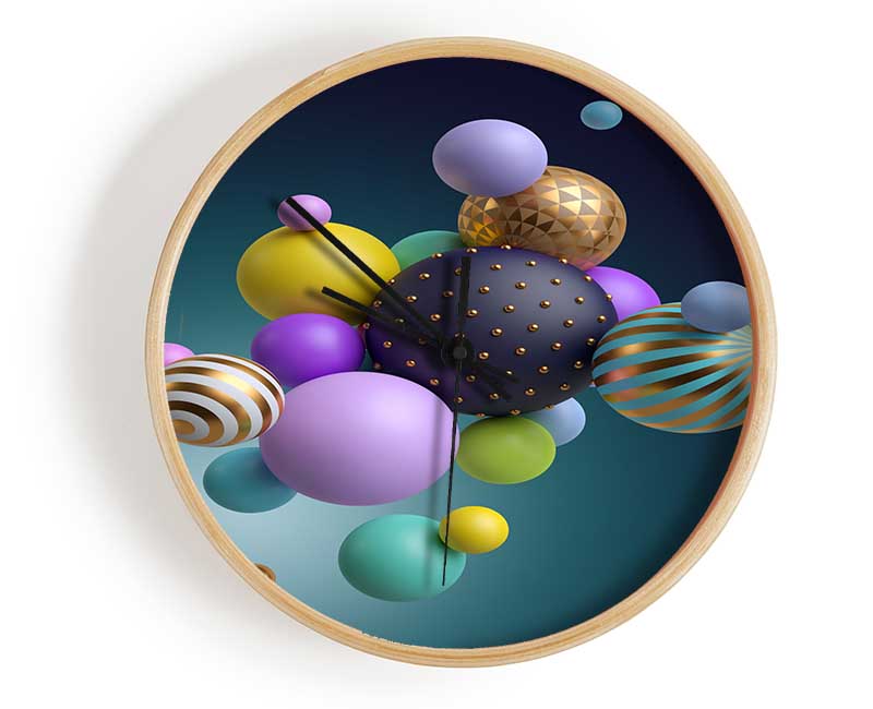 Spheres Of Three Dimensional Abstract Clock - Wallart-Direct UK