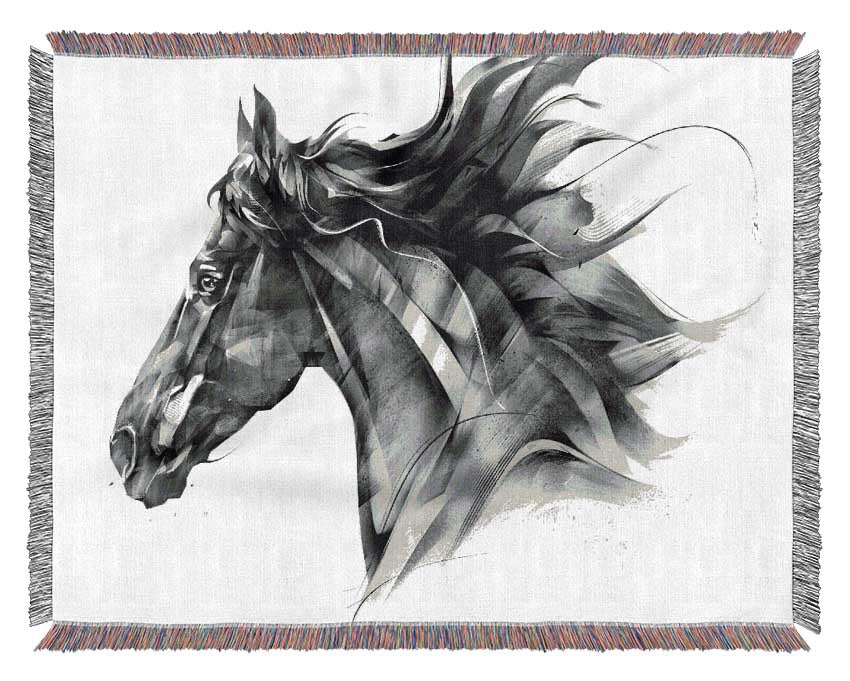 Horse Galloping Head Woven Blanket