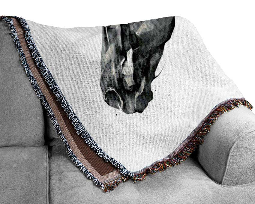 Horse Galloping Head Woven Blanket