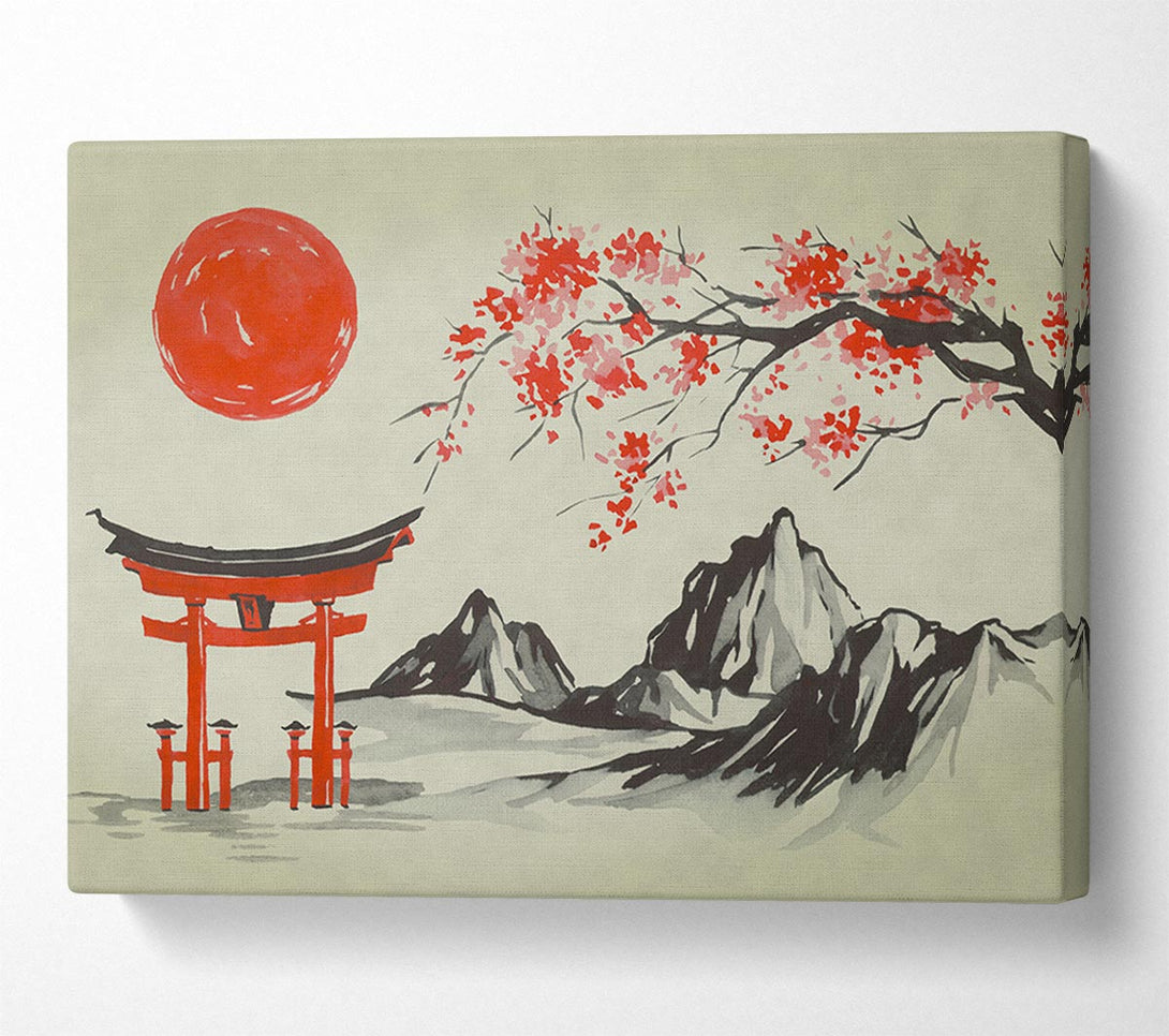 Picture of Ethnic Japanese Sun Canvas Print Wall Art