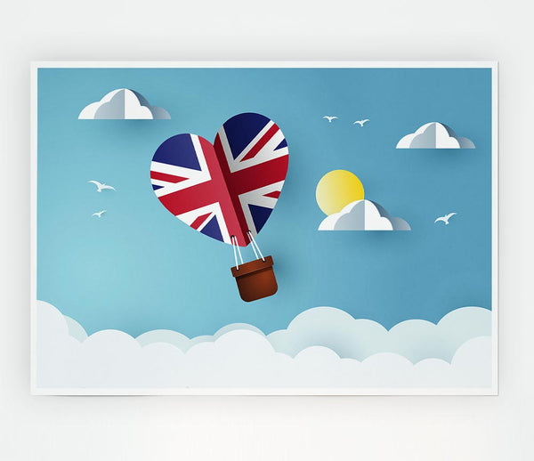 Union Jack Hot Air Balloon Print Poster Wall Art