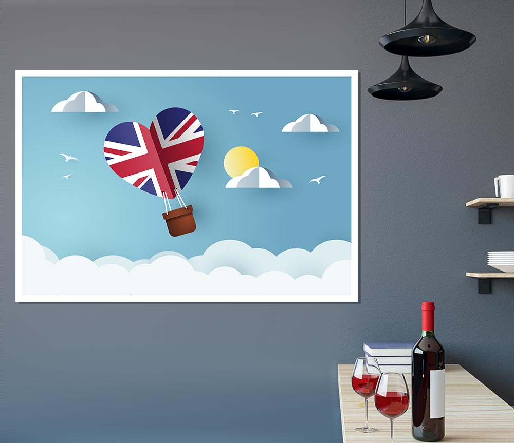 Union Jack Hot Air Balloon Print Poster Wall Art