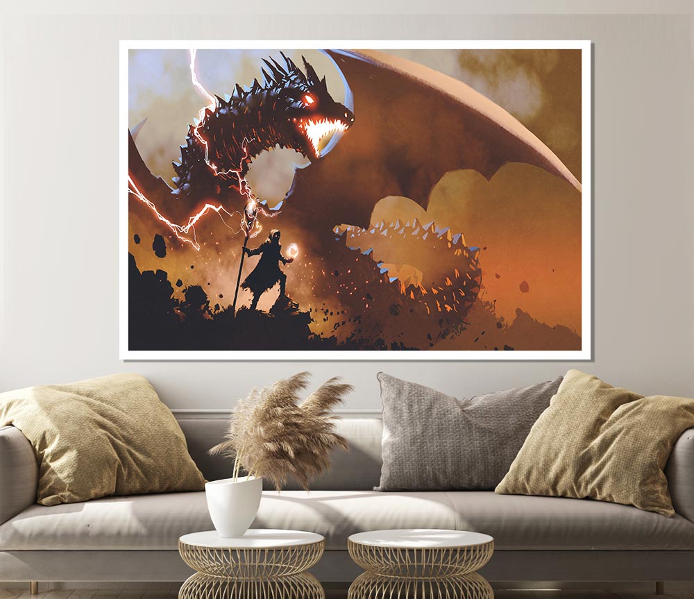 Confronting The Dragon Print Poster Wall Art