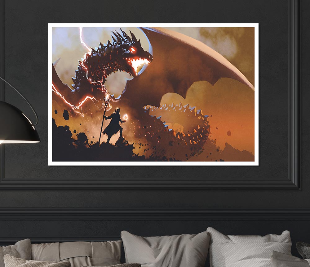 Confronting The Dragon Print Poster Wall Art