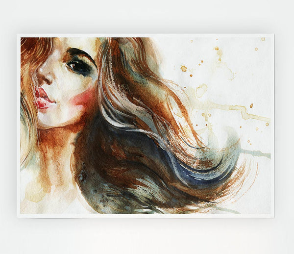 Woman Of Watercolour Beauty Print Poster Wall Art