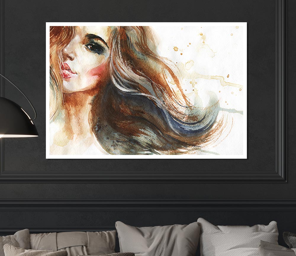 Woman Of Watercolour Beauty Print Poster Wall Art