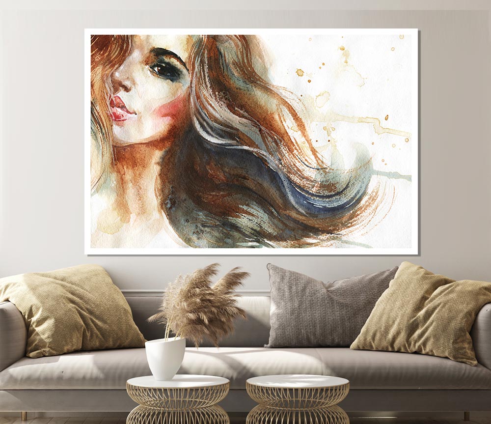 Woman Of Watercolour Beauty Print Poster Wall Art