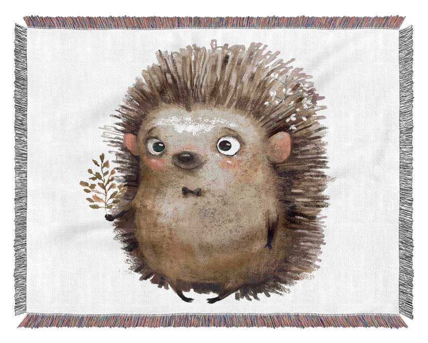 Hedgehog With Flowers Woven Blanket