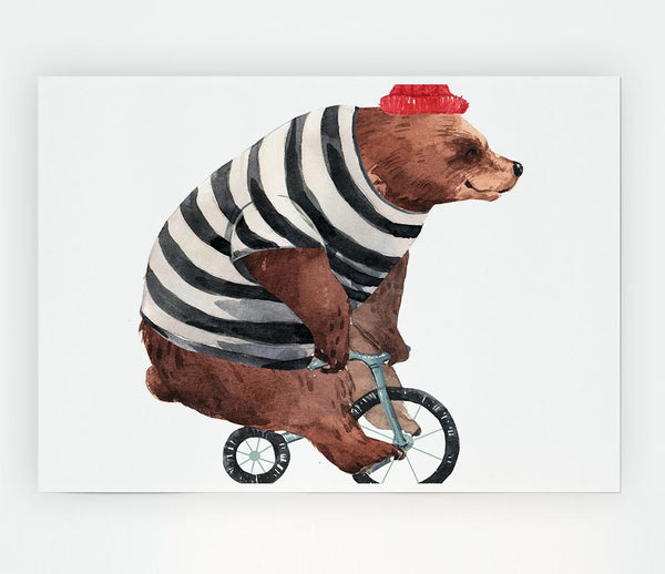 Bear On A Bike Print Poster Wall Art