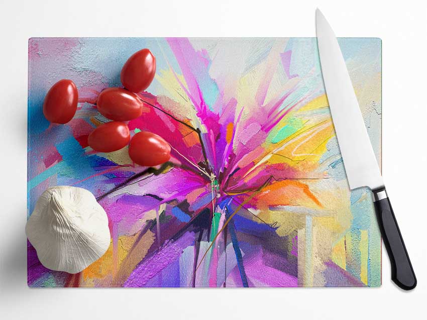 Fractal Flower Glass Chopping Board