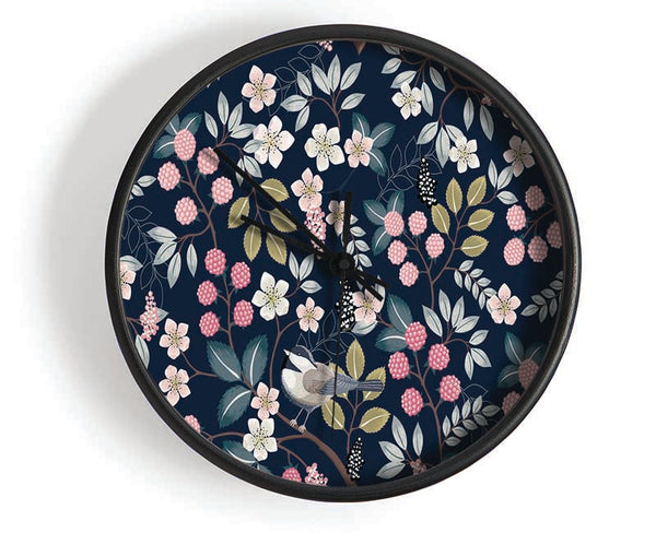 Little Flower Pattern Clock - Wallart-Direct UK