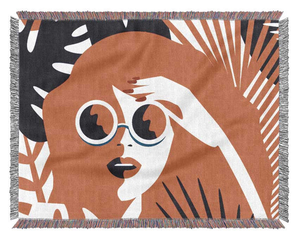 Sunshine Glasses Woman Woven Blanket