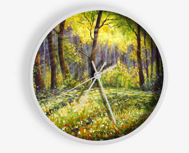 Sunshine Through The Woodlands Clock - Wallart-Direct UK