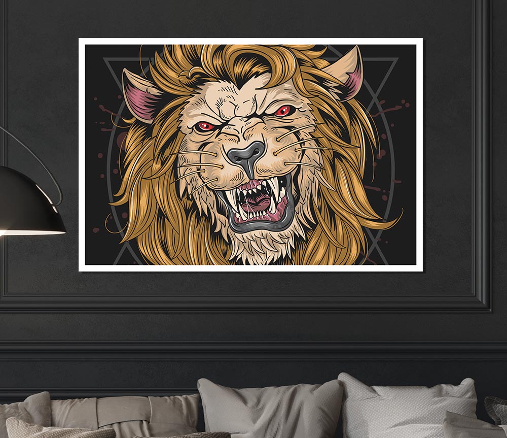 Fearsome Lion Angry Print Poster Wall Art