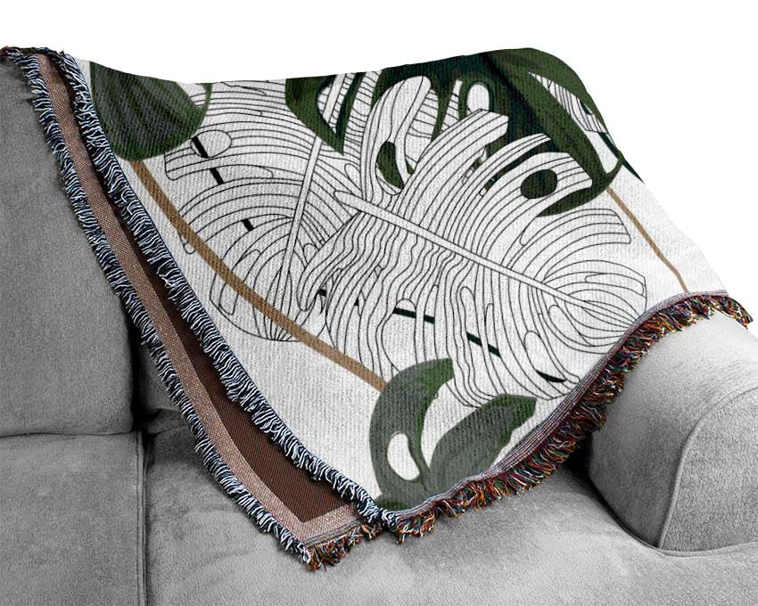 Cheese Plant Leaves Woven Blanket