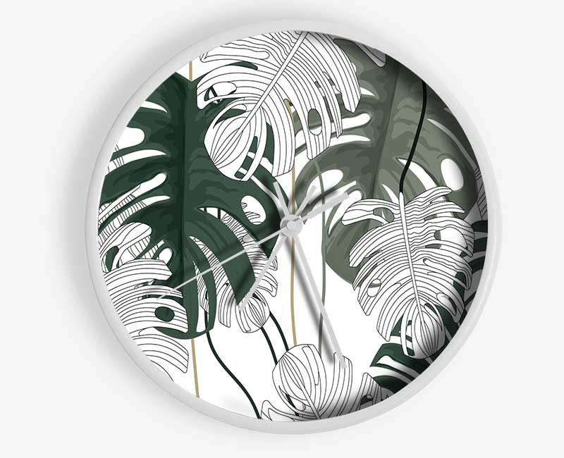 Cheese Plant Leaves Clock - Wallart-Direct UK