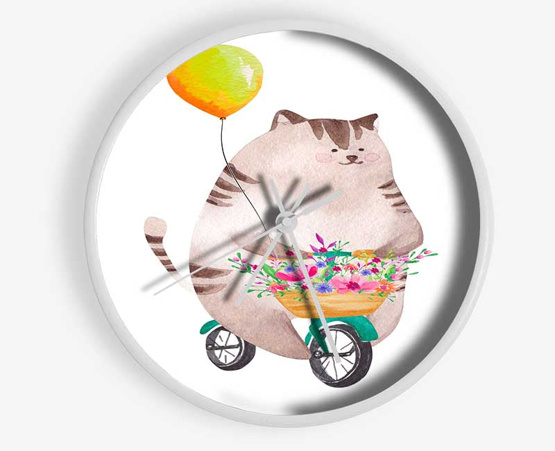 Cat Riding A Bike Clock - Wallart-Direct UK