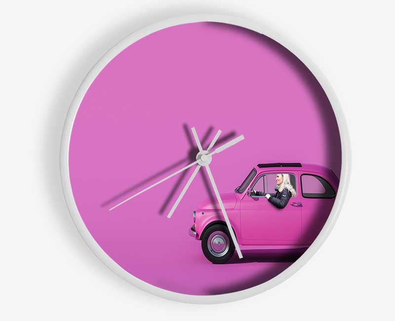 Pink Fiat 500 Classic Clock - Wallart-Direct UK