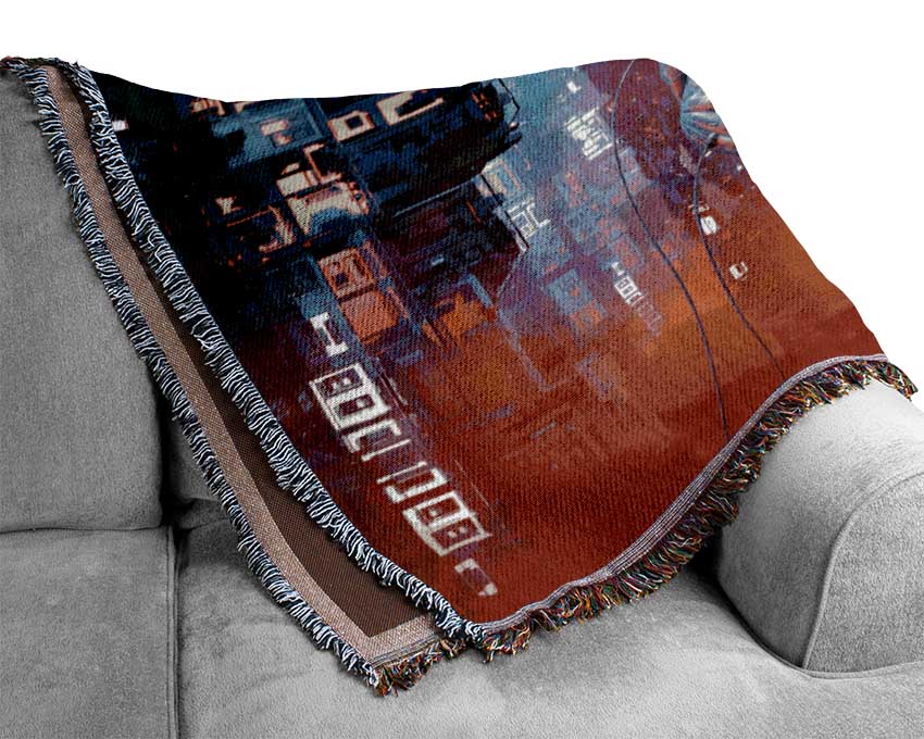 Cyborg From The Future Woven Blanket