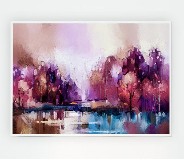 Wet Weather Lilac Forest Print Poster Wall Art