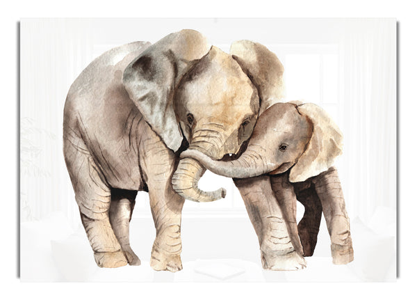 Elephants Holding Trunks