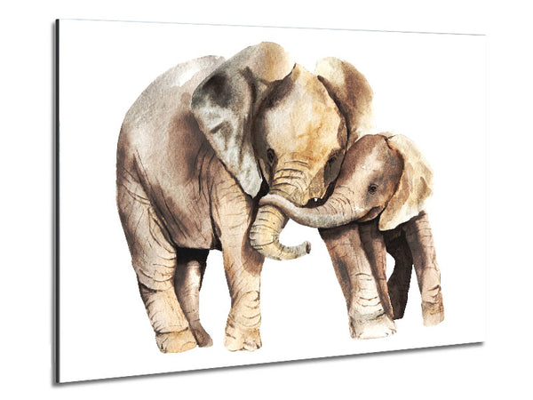 Elephants Holding Trunks