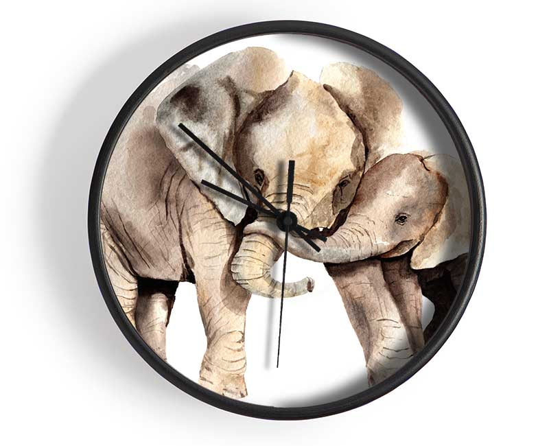 Elephants Holding Trunks Clock - Wallart-Direct UK