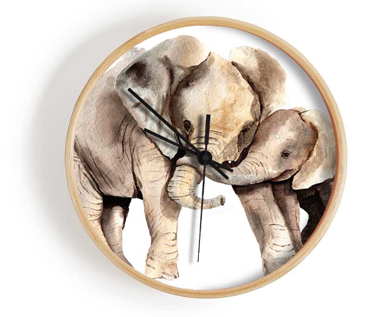 Elephants Holding Trunks Clock - Wallart-Direct UK