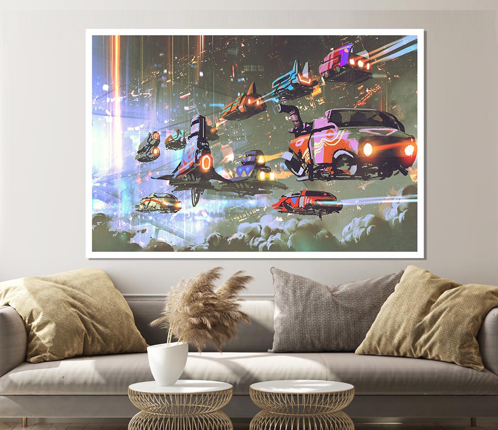 Cars Of The Future Print Poster Wall Art