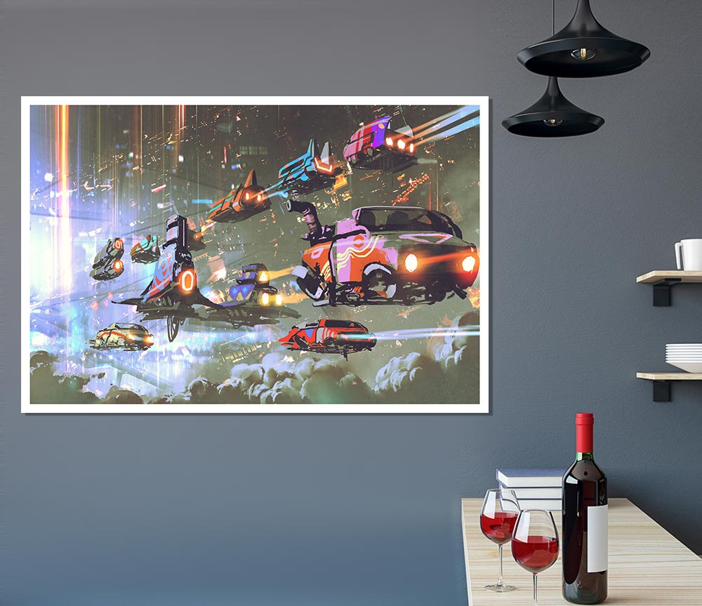 Cars Of The Future Print Poster Wall Art