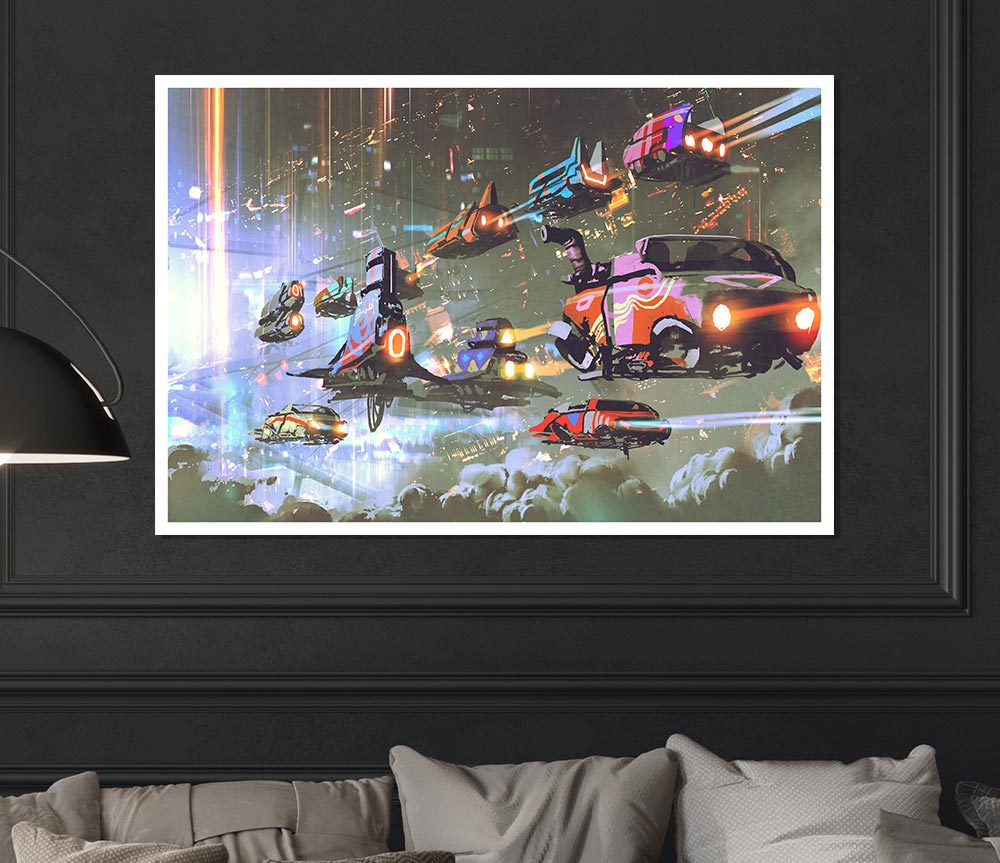 Cars Of The Future Print Poster Wall Art