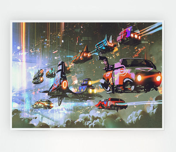 Cars Of The Future Print Poster Wall Art