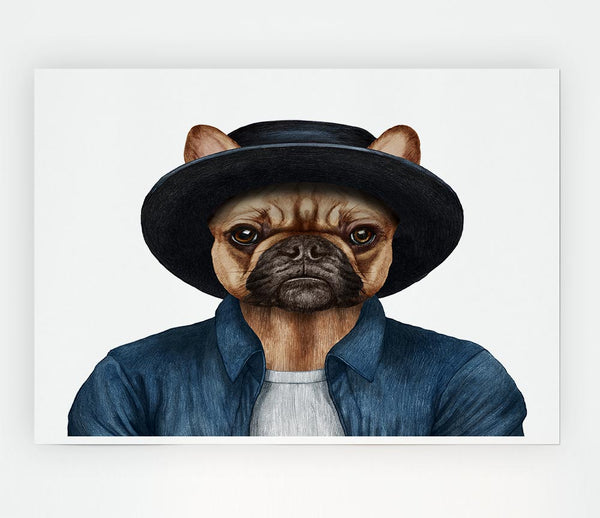 French Bulldog Hat Dog Print Poster Wall Art