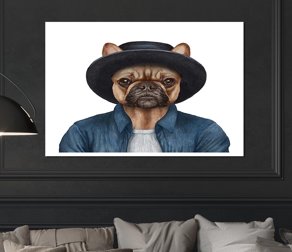 French Bulldog Hat Dog Print Poster Wall Art