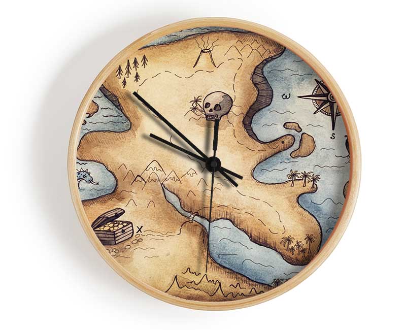 Pirate Treasure Map Clock - Wallart-Direct UK