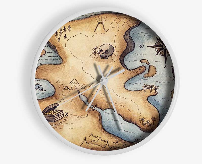 Pirate Treasure Map Clock - Wallart-Direct UK