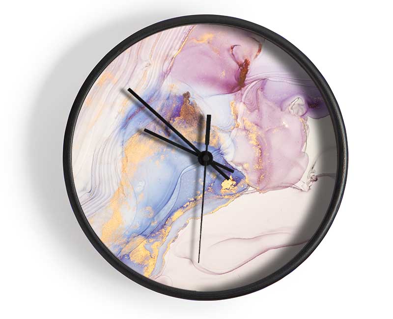 Lilac And Blue Marble Pattern Clock - Wallart-Direct UK