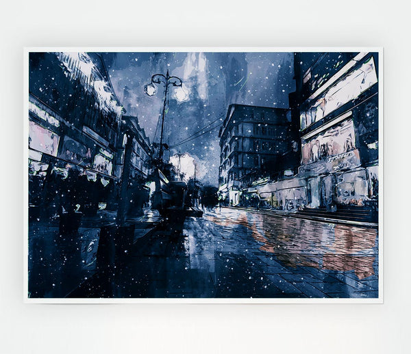 The Night Darkened Street Print Poster Wall Art