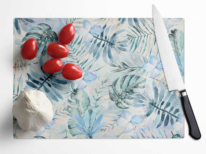 Cheese Plant Foliage Glass Chopping Board