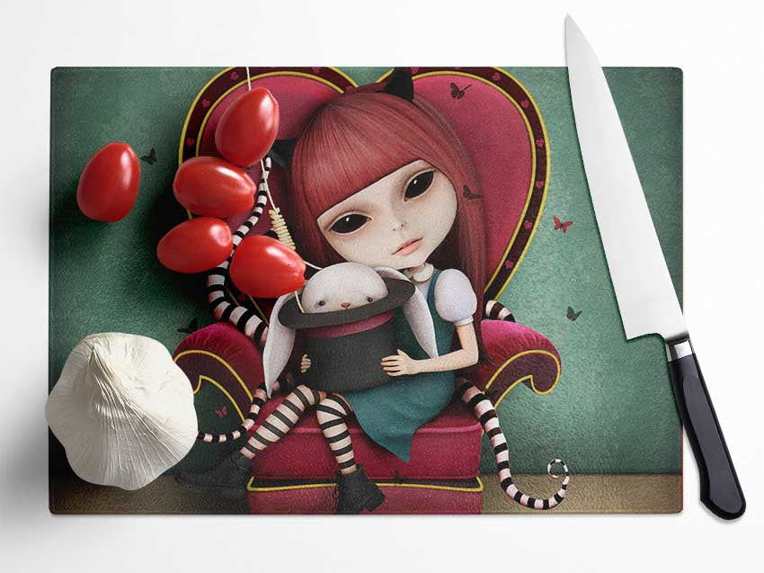 Creepy Alice In Wonderland Glass Chopping Board