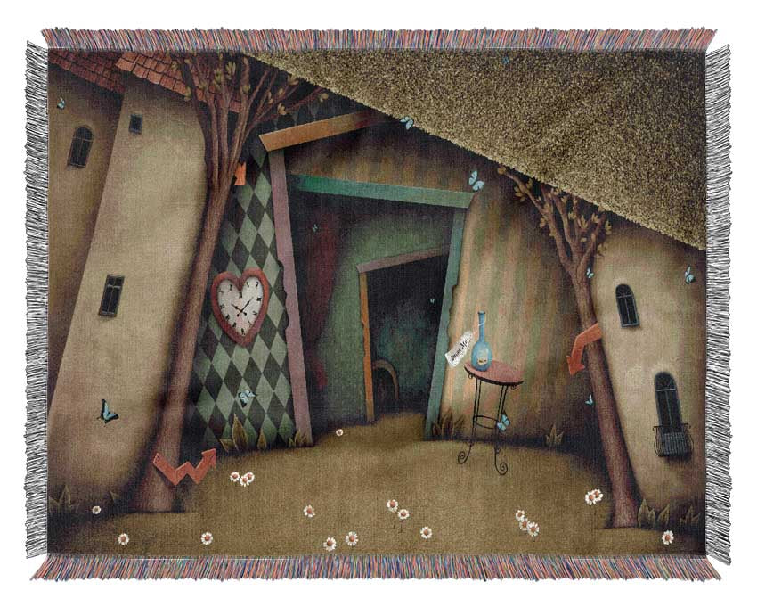 Alice In Wonderland The Small Door Woven Blanket