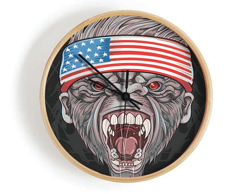 Angry Gorilla American Flag Clock - Wallart-Direct UK