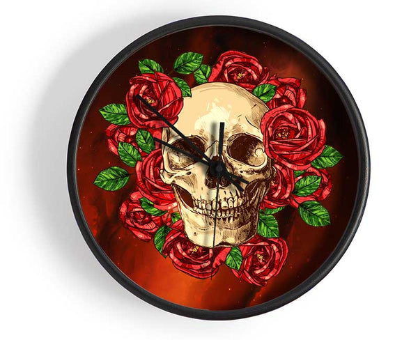 Roses Round A Skull Clock - Wallart-Direct UK