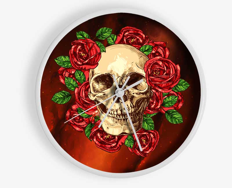 Roses Round A Skull Clock - Wallart-Direct UK