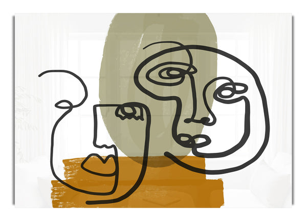 Two Abstract Line Drawing Faces