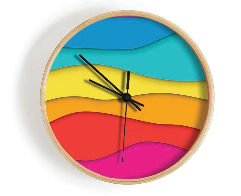 The Curve Rainbow Lines Clock - Wallart-Direct UK