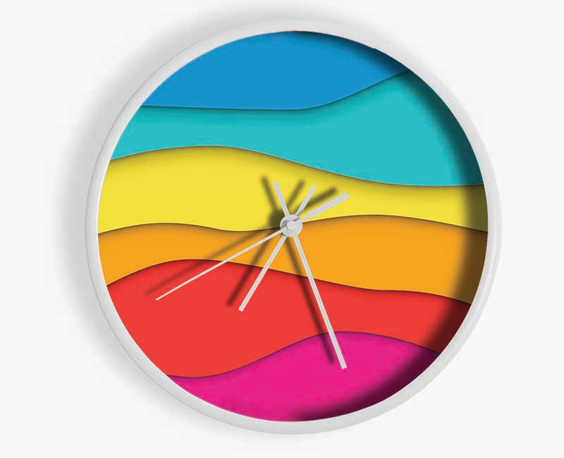 The Curve Rainbow Lines Clock - Wallart-Direct UK