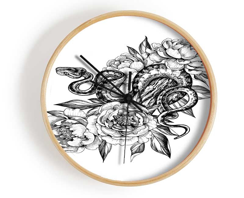 Snake Round The Flowers Clock - Wallart-Direct UK